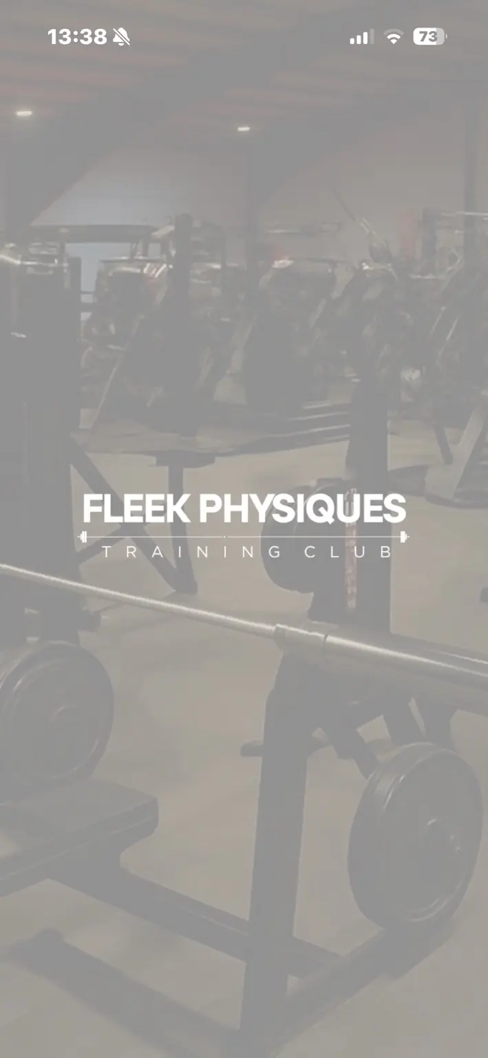 Fleek Physiques Training Club app opening screen