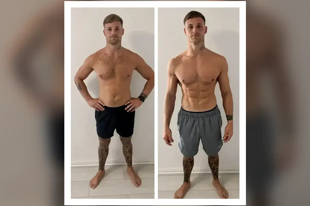 Jordan before and after his initial five weeks on the FP System
